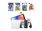 NSW OLED (White) + Super Mario RPG + M+Rabbids Kingdom + Mario and Sonic OGT+SoH game cover